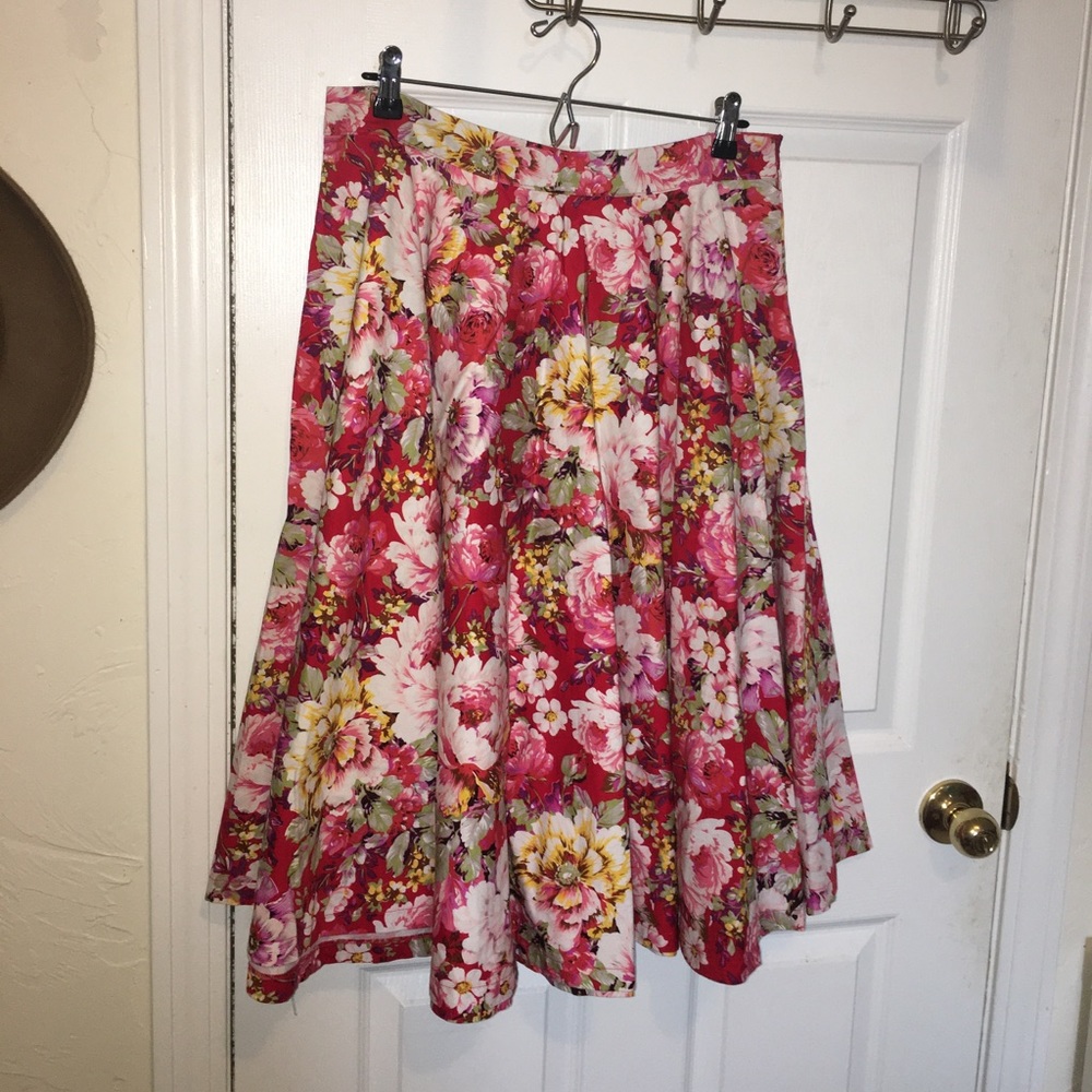 Red Floral Skirt